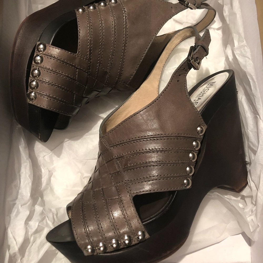 Michael Kors Grey studded wedge sandal